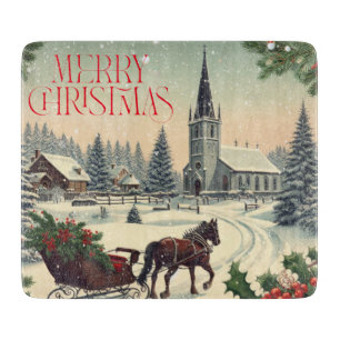 Klassische/nostalgische Weihnachtsszene Schneidebrett