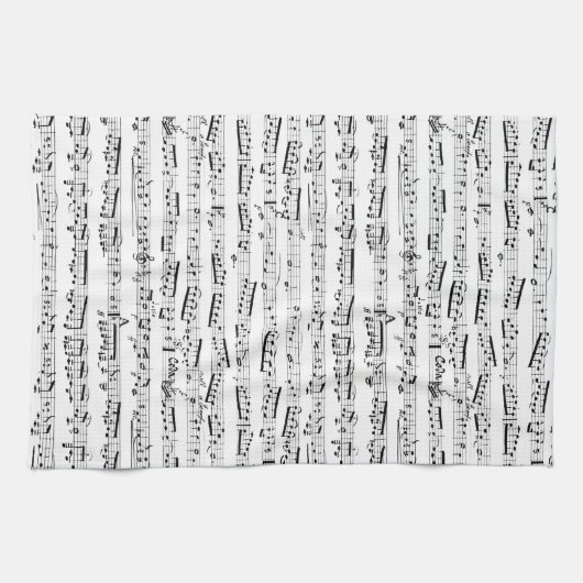 Klassische Noten aus schwarz-weiß Geschirrtuch (Horizontal)