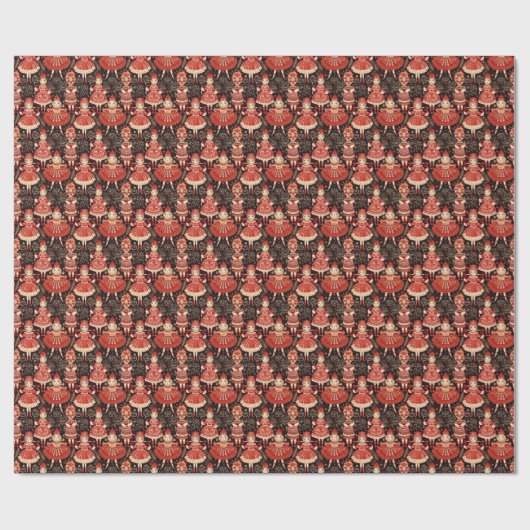 Klassische Nutcracker Elegance, Rote Polichinelles Geschenkpapier (Flach)