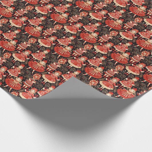 Klassische Nutcracker Elegance, Rote Polichinelles Geschenkpapier (Ecke)