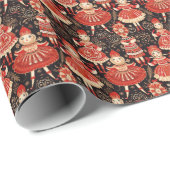 Klassische Nutcracker Elegance, Rote Polichinelles Geschenkpapier (Rolleneckpunkt)
