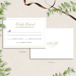 Klassische offizielle Schwarz-Gold-Border-Hochzeit RSVP Karte