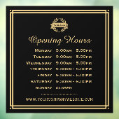 Klassische Öffnungszeiten Firmenlogo Schwarzes Gol Fensteraufkleber (Blatt 3)