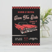 Klassische Oldtimer-Hochzeit Save The Date (Stehend Vorderseite)