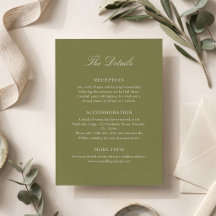 Klassische Olive-Grün-Typografie-Hochzeitsdetails