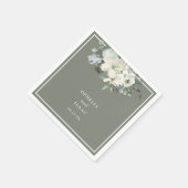 Klassische Oliven-Grüne Florale Hochzeit Serviette (Ecke)
