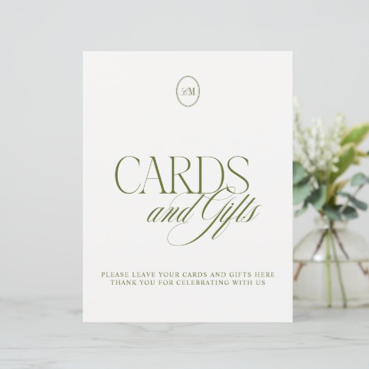 Klassische Oliven-grüne Karten & Geschenk-Hochzeit (Stehend Vorderseite)