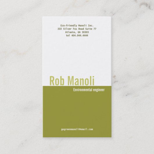 Klassische Olivgrün-Teiler-Visitenkarte Visitenkarte (Vorderseite)