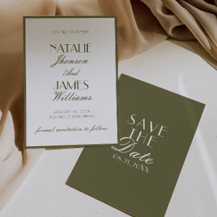 Klassische Olivgrüne Old Money Klassische Boho-Hoc Save The Date