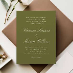 Klassische Olivgrüne Schrift Namen Hochzeit Einladung