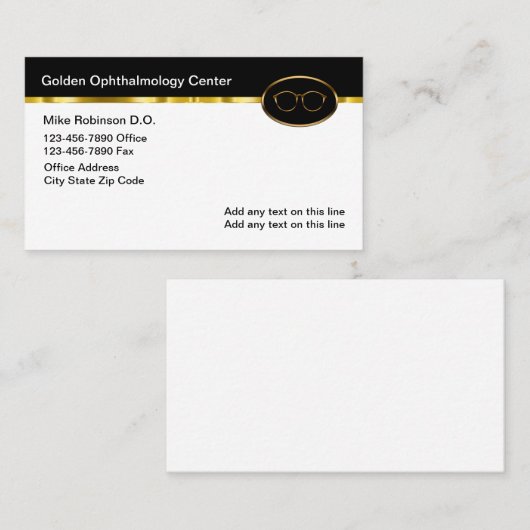 Klassische Ophthalmologin Eye Doctor Business Card Visitenkarte (Vorne/Hinten)