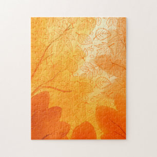 Klassische orange Blätter Herbst Puzzle