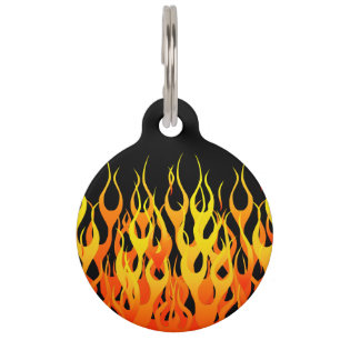 Klassische Orange, die Flammen auf Feuer läuft Haustiermarke