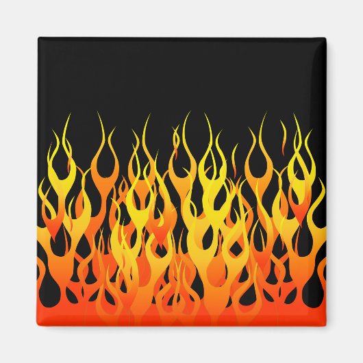 Klassische Orange, die Flammen auf Feuer läuft Magnet (Vorne)