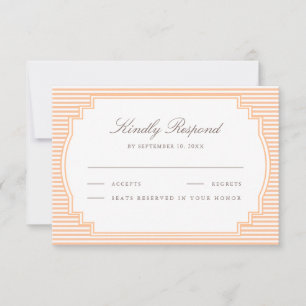 Klassische orange gestreifte Hochzeit RSVP Karte