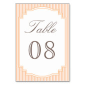 Klassische orange gestreifte Hochzeit Tischnummer (Rückseite)