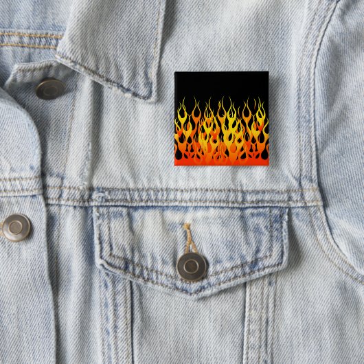 Klassische Orange Racing Flammen auf Feuer Button (Beispiel)