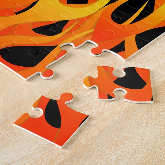 Klassische Orange Racing Flammen auf Feuer Puzzle (Seite)