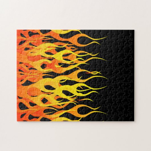 Klassische Orange Racing Flammen auf Feuer Puzzle (Horizontal)