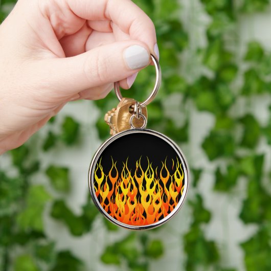 Klassische Orange Racing Flammen auf Feuer Schlüsselanhänger (Hand)