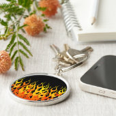 Klassische Orange Racing Flammen auf Feuer Schlüsselanhänger (Seite)