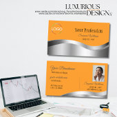Klassische Orange-Wavy-Silber-Dekoration mit Logo- Visitenkarte
