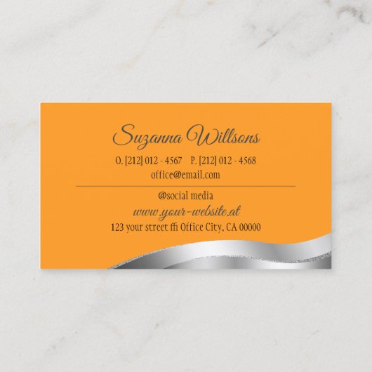 Klassische Orange Wavy Silver Dekoration mit Brand Visitenkarte (Rückseite)