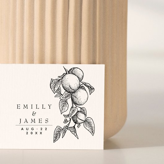 Klassische Orangen Hochzeit Gummistempel