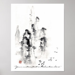 Klassische orientalische chinesische sumi-e poster