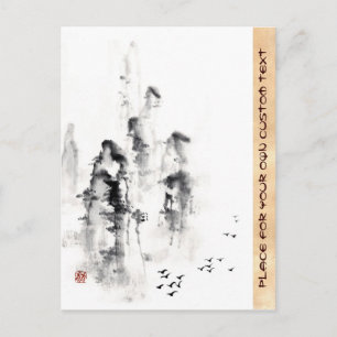 Klassische orientalische chinesische Sumi-e-Tusche Postkarte