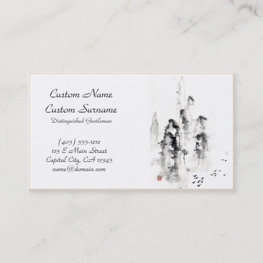 Klassische orientalische chinesische sumi-e visitenkarte (Vorderseite)