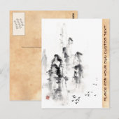 Klassische orientalische Sumi-e Tintenbergszene Postkarte (Vorne/Hinten)
