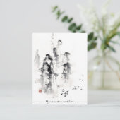 Klassische orientalische Sumi-e Tintenbergszene Postkarte (Stehend Vorderseite)