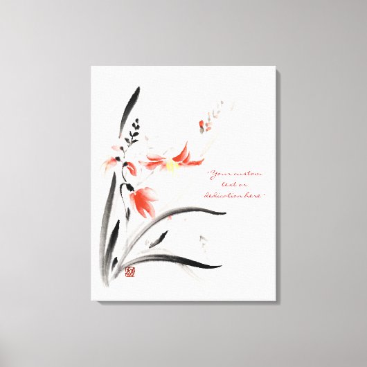 Klassische orientalische Sumi-e Tintenfarbe Blume Leinwanddruck (Vorderseite)