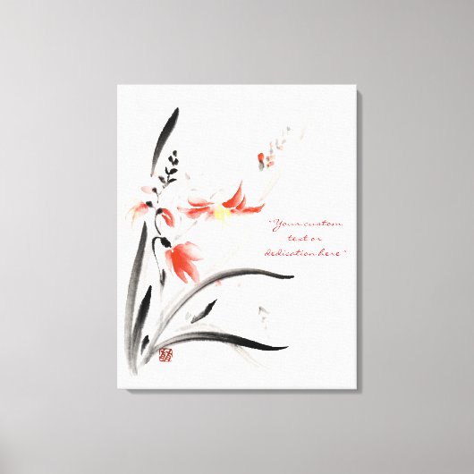 Klassische orientalische Sumi-e Tintenfarbe Blume Leinwanddruck (Vorderseite)