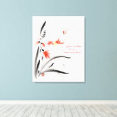 Klassische orientalische Sumi-e Tintenfarbe Blume Leinwanddruck (Insitu (Holzboden))