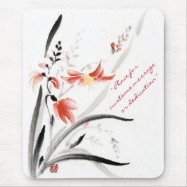 Klassische orientalische Sumi-e Tintenfarbe Blume Mousepad