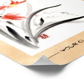 Klassische orientalische Sumi-e Tintenfarbe Blume Poster (Ecke)