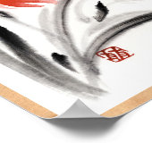 Klassische orientalische Sumi-e Tintenfarbe Blume Poster (Ecke)