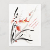 Klassische orientalische Sumi-e Tintenfarbe Blume Postkarte (Vorderseite)