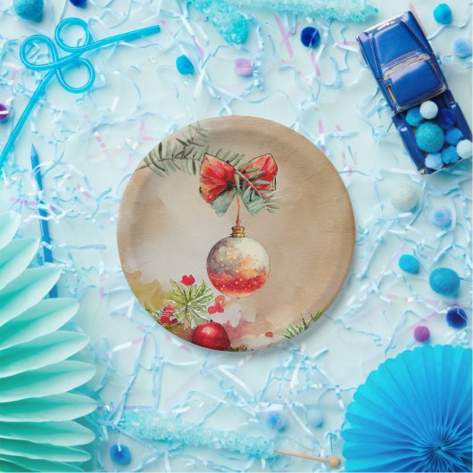 Klassische Ornamente mit Kiefernzweigen Pappteller (Party)