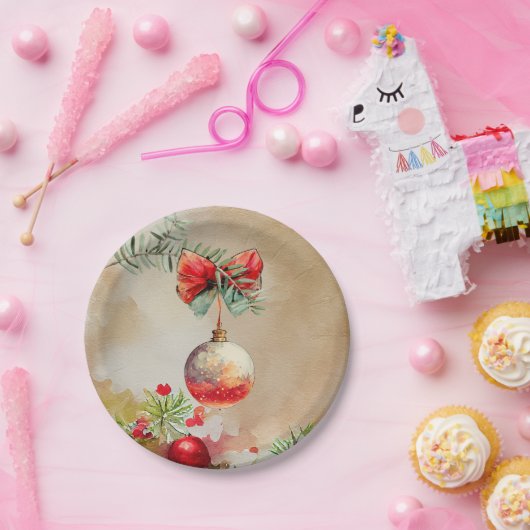 Klassische Ornamente mit Kiefernzweigen Pappteller (Party)