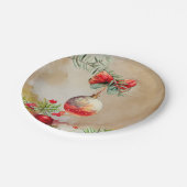 Klassische Ornamente mit Kiefernzweigen Pappteller (Schrägansicht)