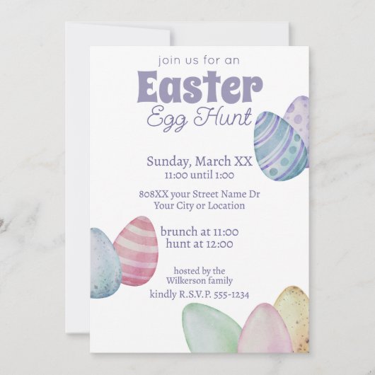 Klassische Ostereierjagd Einladung (Vorderseite)