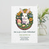 Klassische Ostersonnige Illustration. Frohe Ostern Einladung (Stehend Vorderseite)