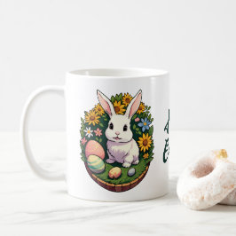 Klassische Ostersonnige Illustration. Frohe Ostern Kaffeetasse