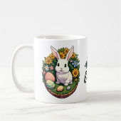 Klassische Ostersonnige Illustration. Frohe Ostern Kaffeetasse (Links)