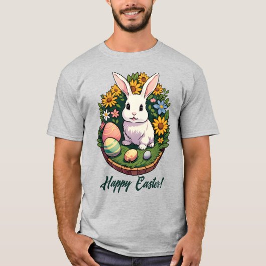 Klassische Ostersonnige Illustration. Frohe Ostern T-Shirt (Vorderseite)