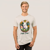 Klassische Ostersonnige Illustration. Frohe Ostern Tri-Blend Shirt (Vorderseite voll)
