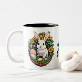 Klassische Ostersonnige Illustration. Frohe Ostern Zweifarbige Tasse